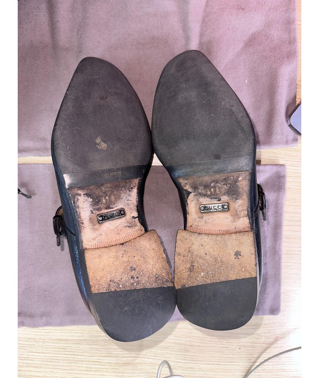 GUCCI Черные кожаные туфли, фото 8