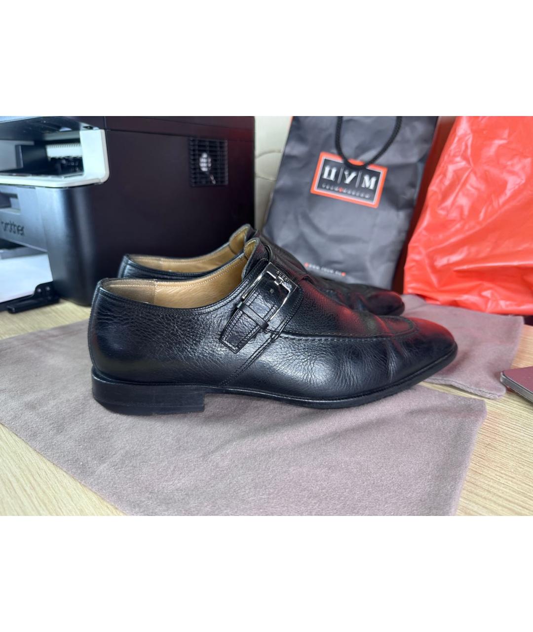 GUCCI Черные кожаные туфли, фото 9