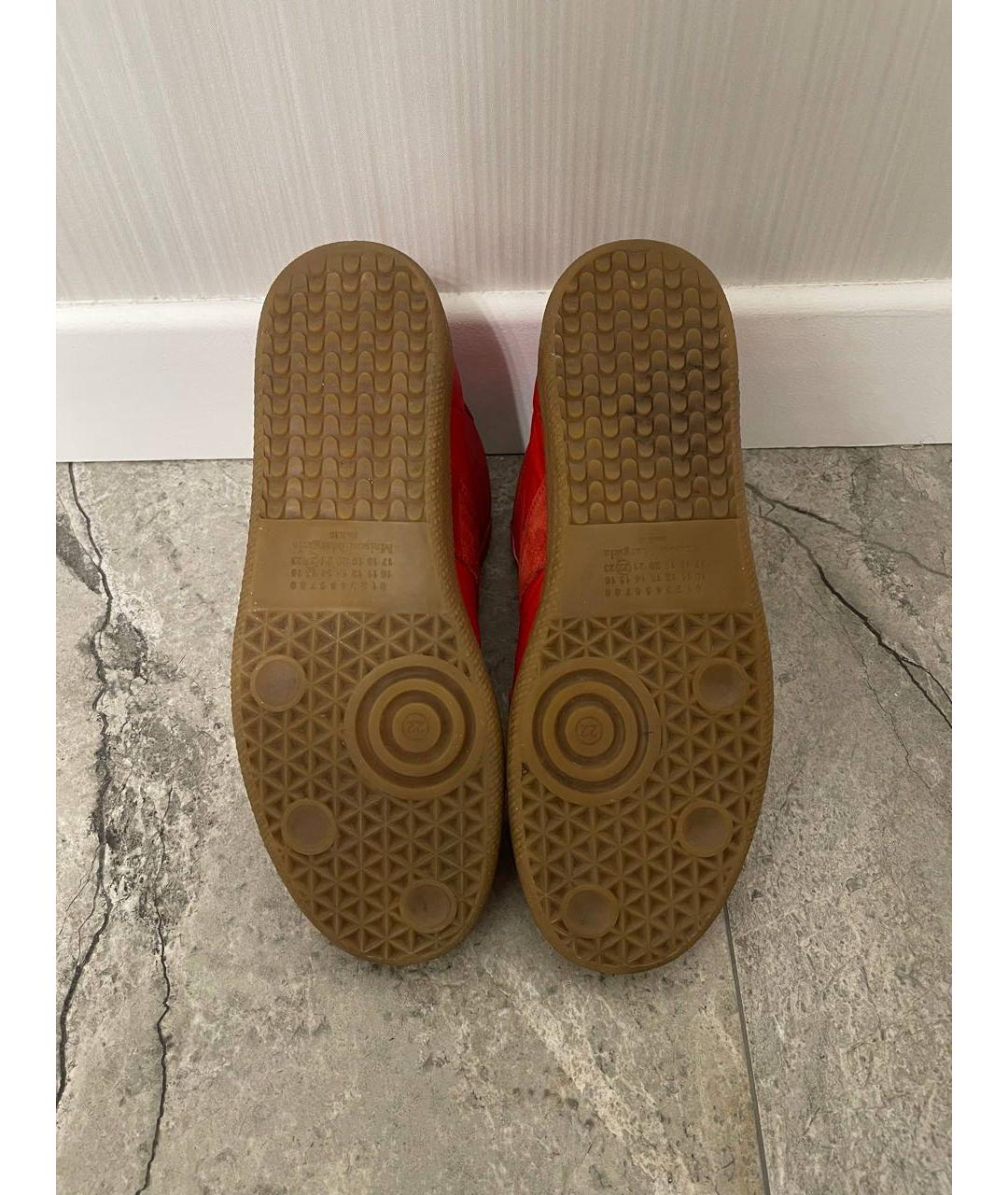 MAISON MARGIELA Красные замшевые высокие кроссовки / кеды, фото 4