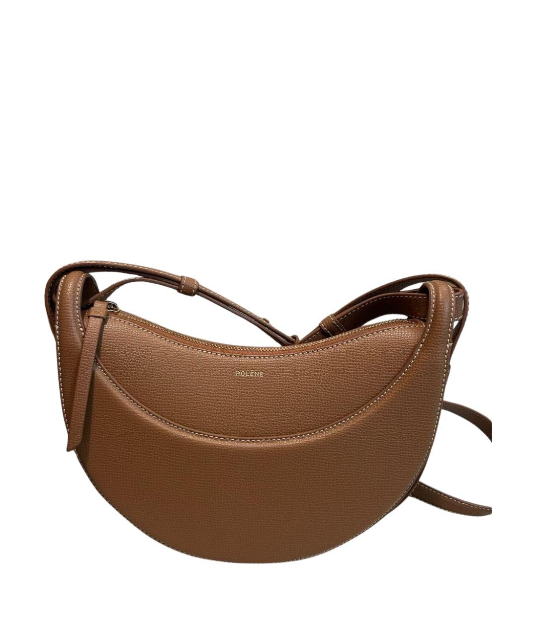 POLENE Коричневая кожаная сумка через плечо, фото 1
