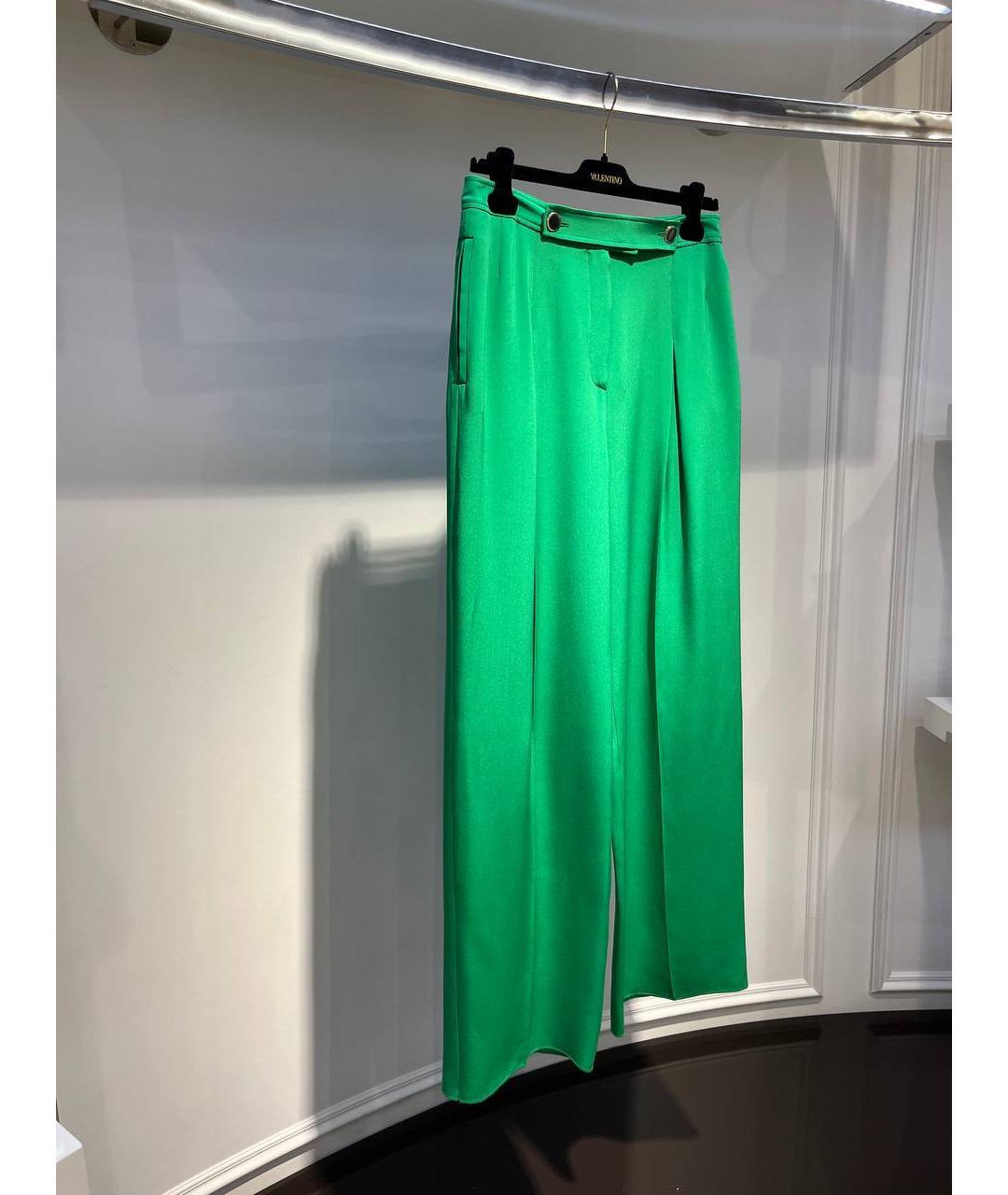 VALENTINO Зеленые шелковые брюки широкие, фото 2