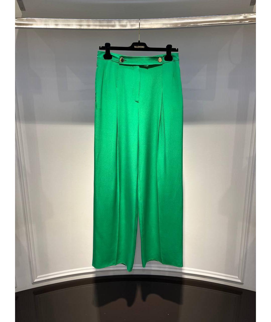 VALENTINO Зеленые шелковые брюки широкие, фото 4