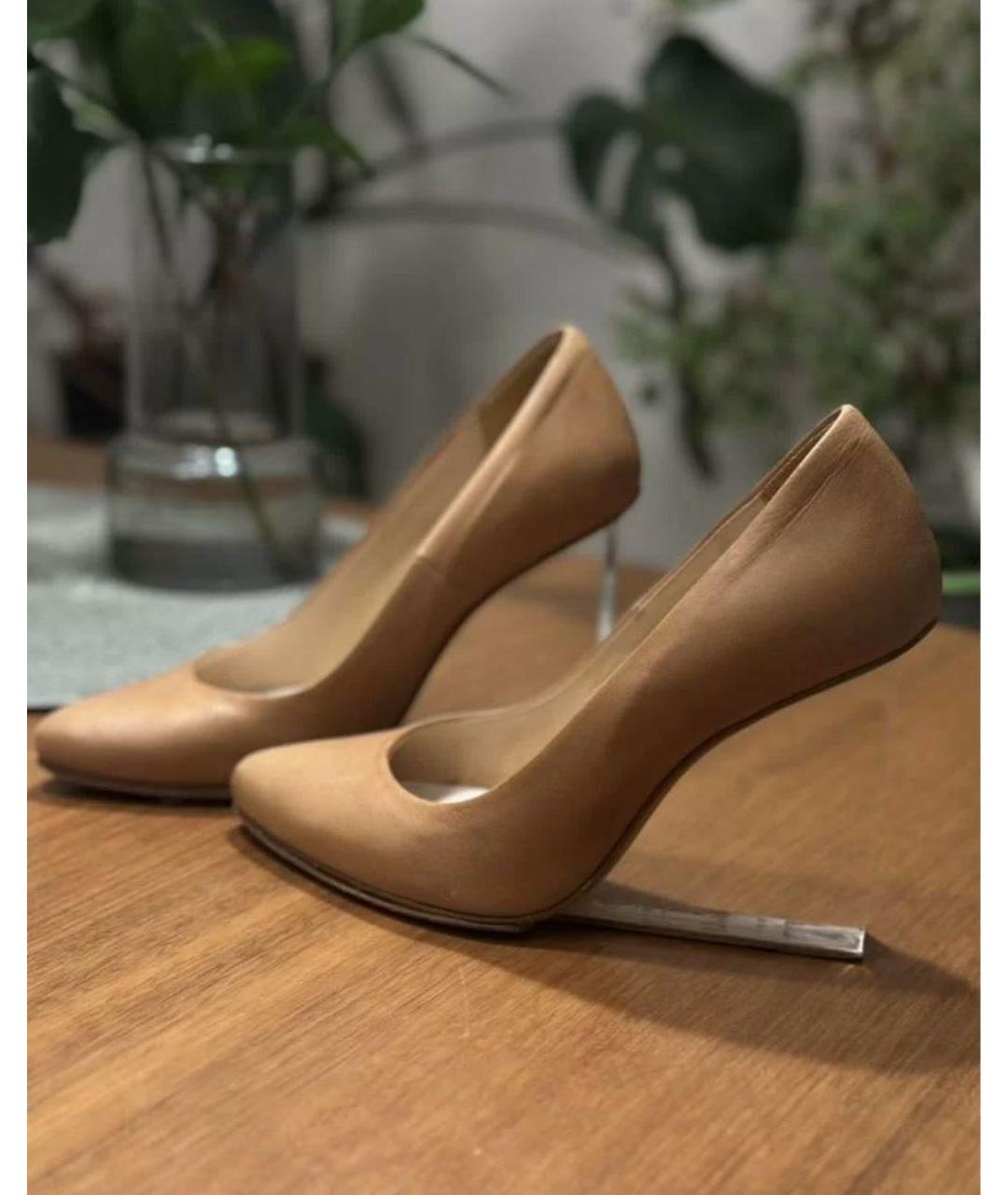 MAISON MARGIELA Бежевые кожаные туфли, фото 2