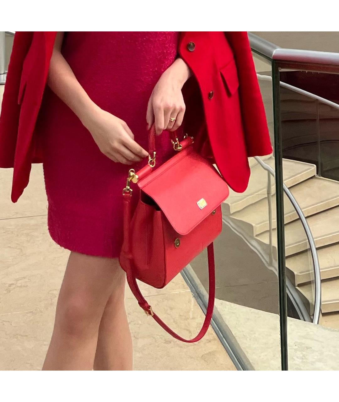 DOLCE&GABBANA Красная кожаная сумка с короткими ручками, фото 7