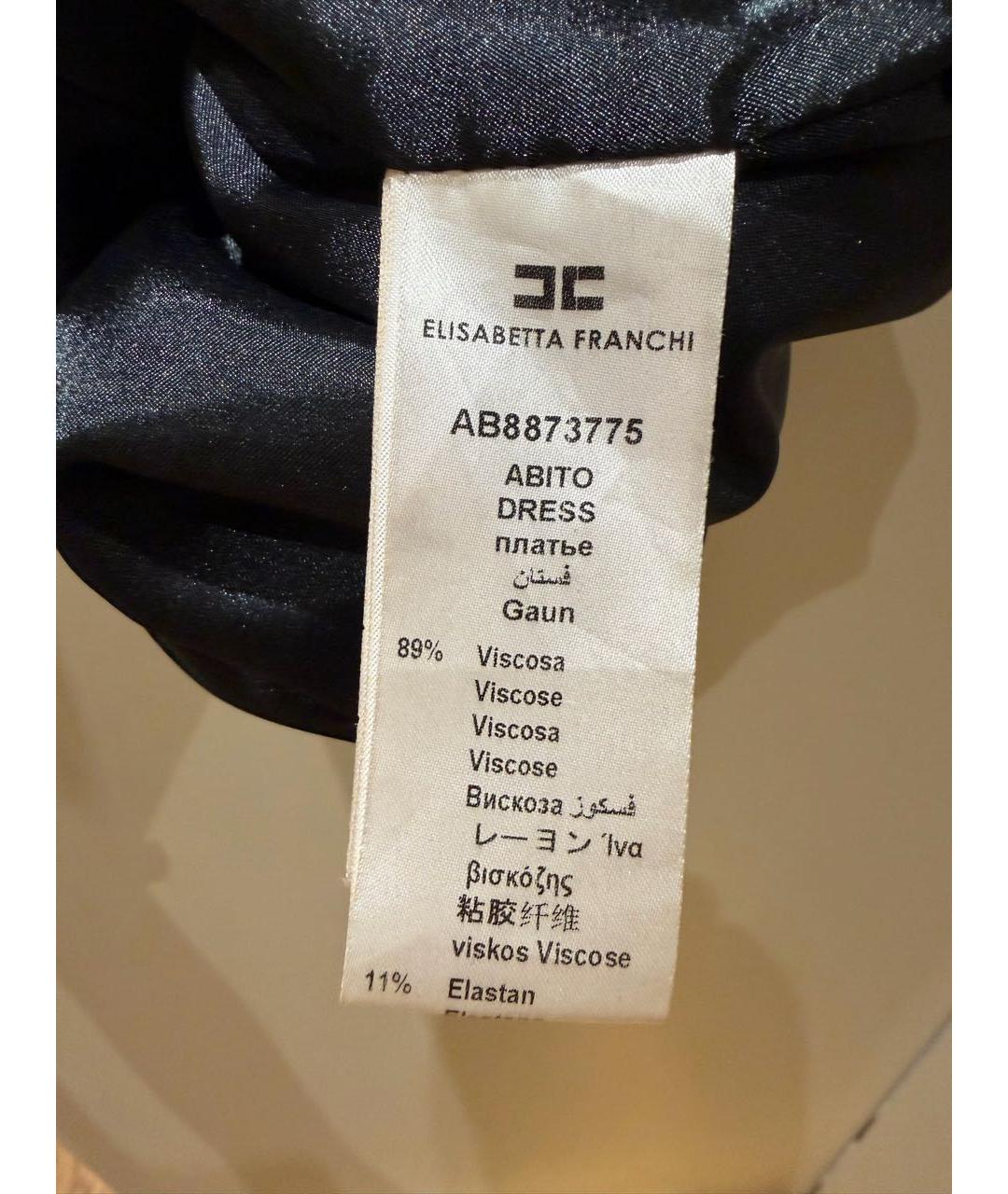 ELISABETTA FRANCHI Черное хлопко-эластановое коктейльное платье, фото 3
