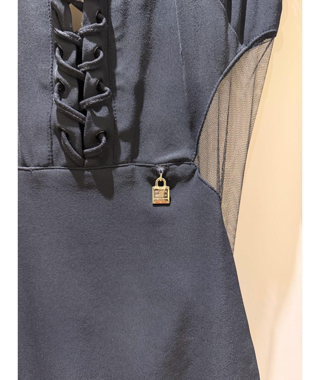 ELISABETTA FRANCHI Черное хлопко-эластановое коктейльное платье, фото 4