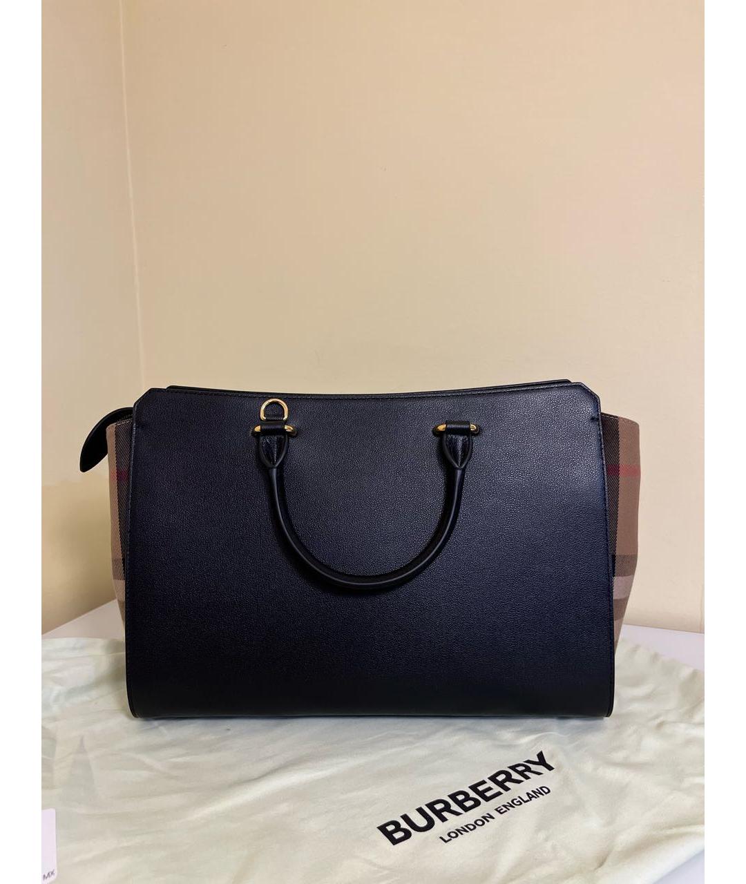 BURBERRY Черная кожаная сумка с короткими ручками, фото 3