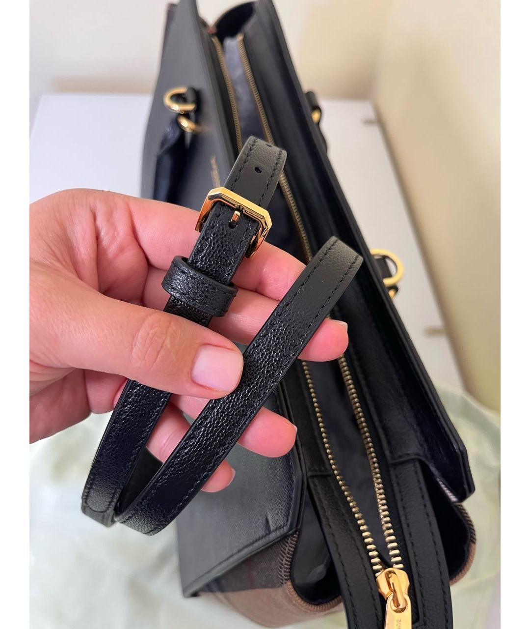 BURBERRY Черная кожаная сумка с короткими ручками, фото 7