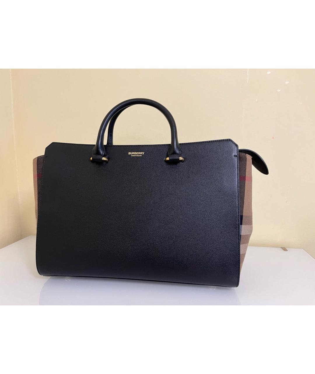 BURBERRY Черная кожаная сумка с короткими ручками, фото 9