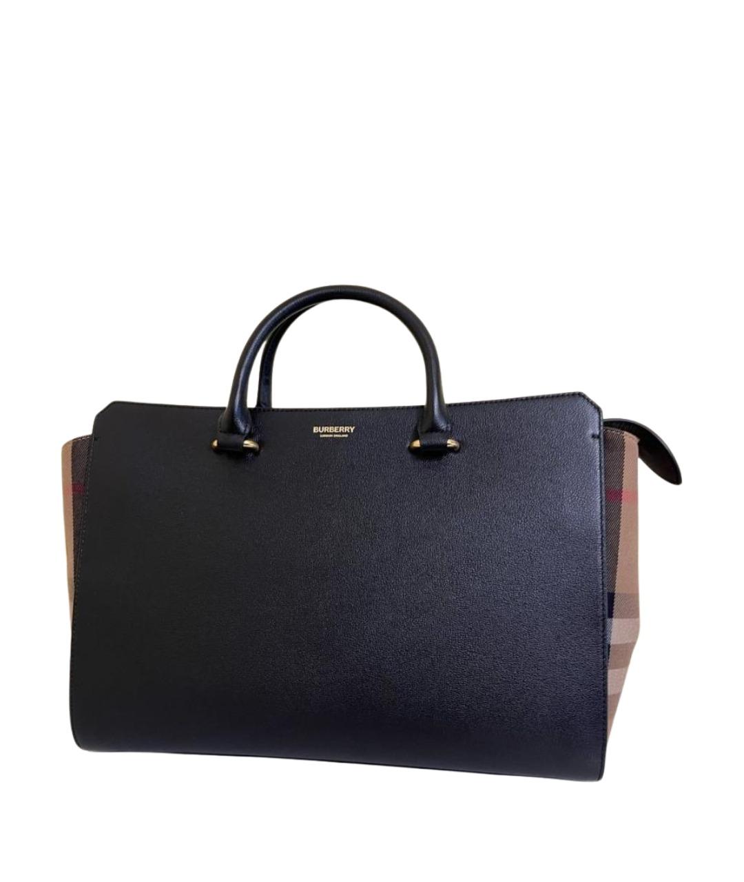 BURBERRY Черная кожаная сумка с короткими ручками, фото 1