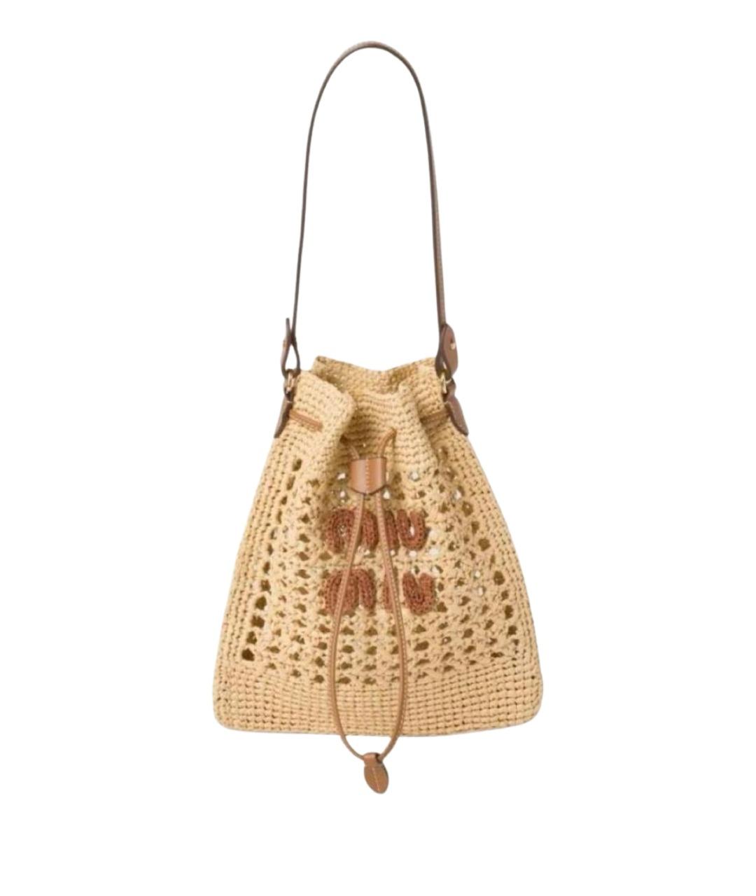 MIU MIU Бежевая пелетеная сумка через плечо, фото 1