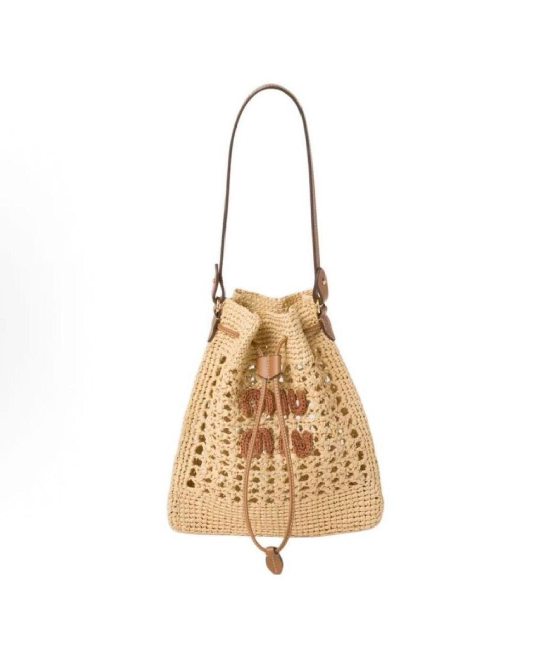 MIU MIU Бежевая пелетеная сумка через плечо, фото 8