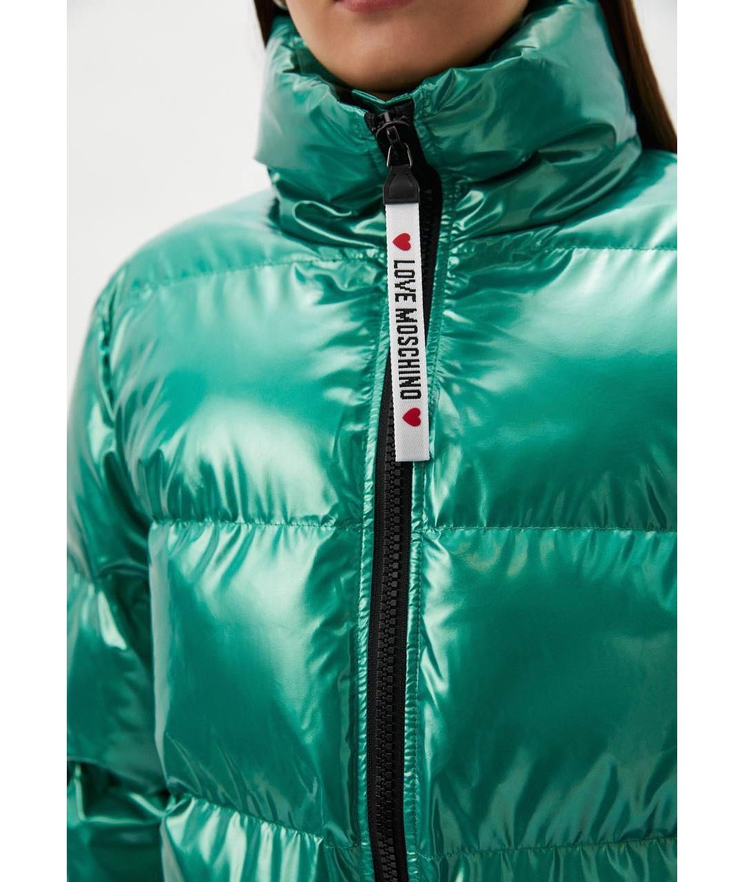 LOVE MOSCHINO Зеленый полиэстеровый пуховик, фото 5