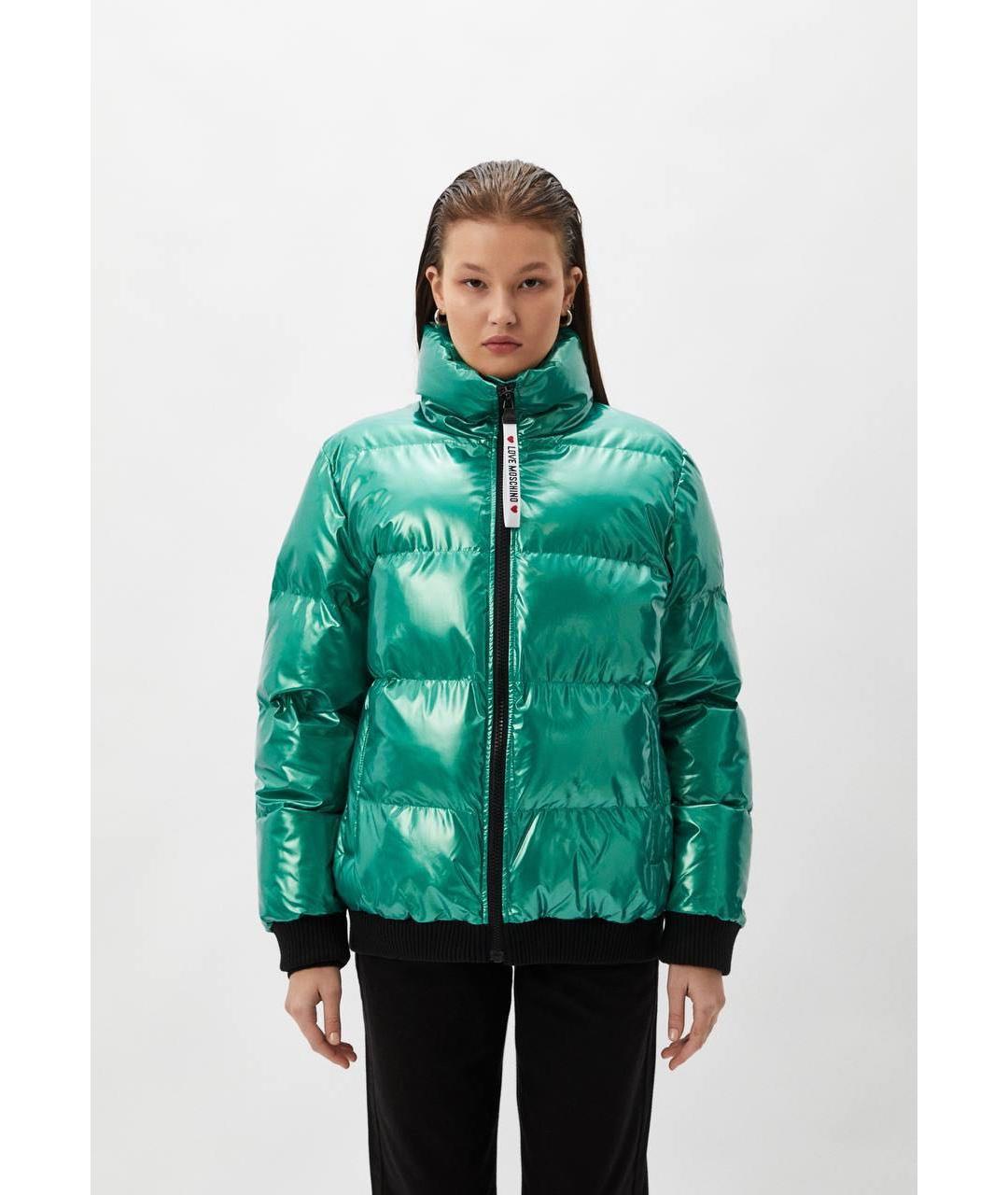 LOVE MOSCHINO Зеленый полиэстеровый пуховик, фото 7