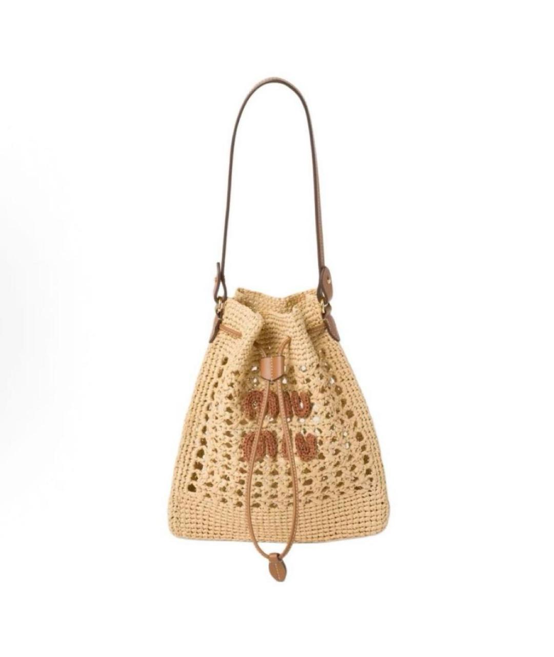 MIU MIU Бежевая пелетеная сумка через плечо, фото 7