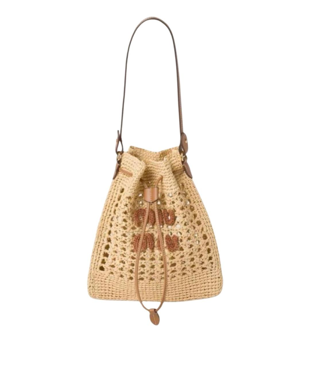 MIU MIU Бежевая пелетеная сумка через плечо, фото 1