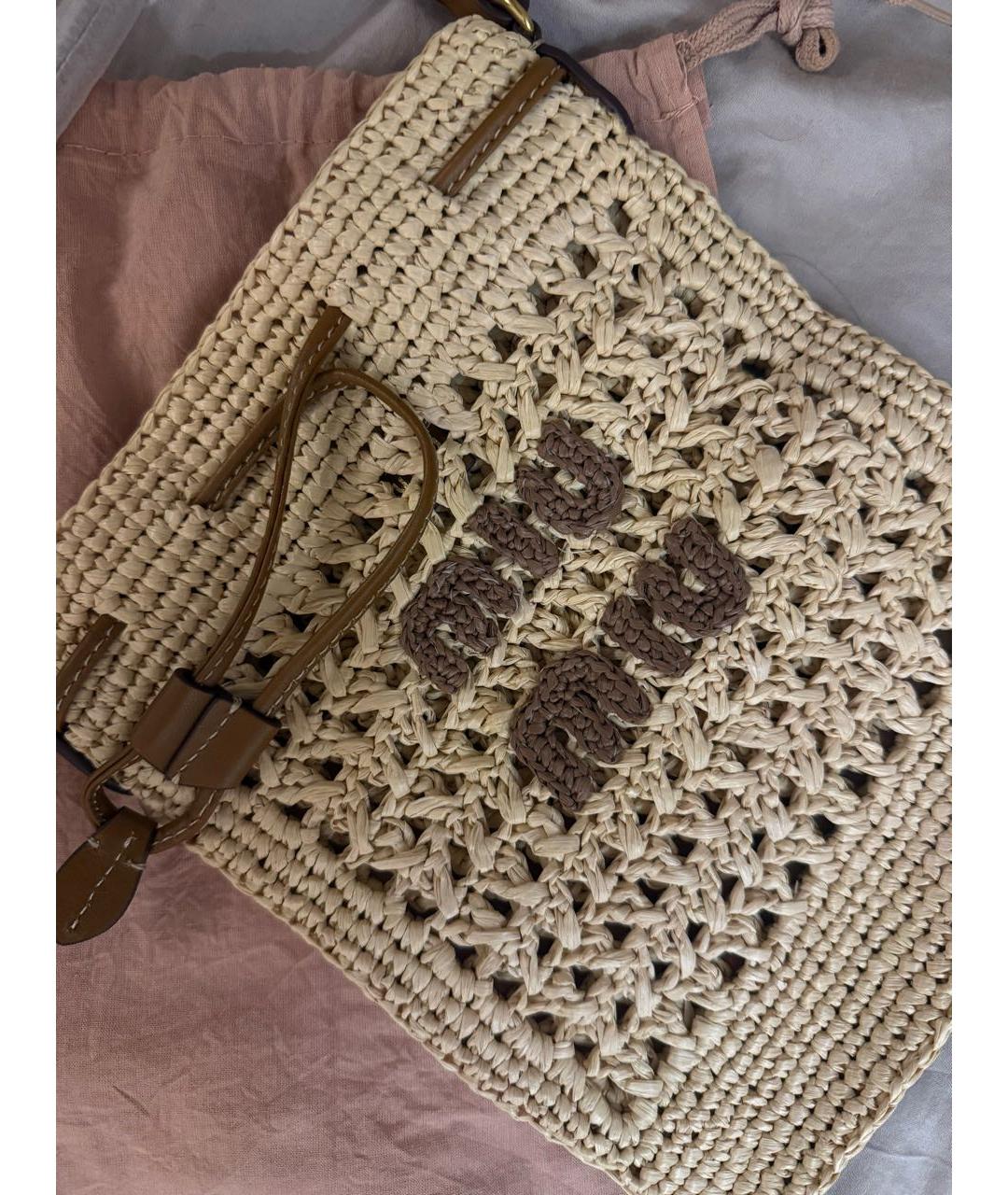 MIU MIU Бежевая пелетеная сумка через плечо, фото 4