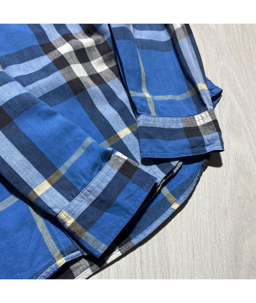 BURBERRY Голубая льняная кэжуал рубашка, фото 6