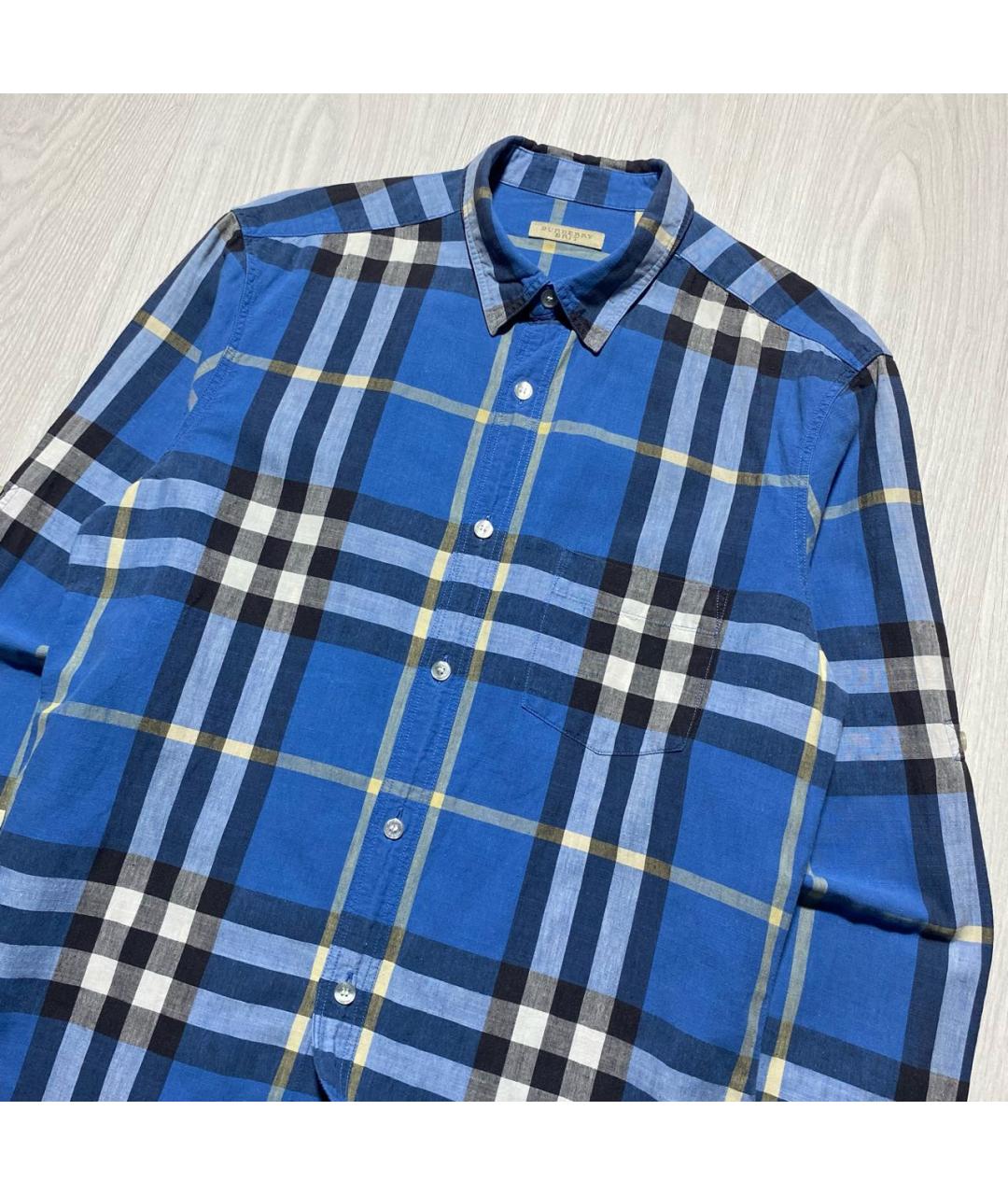 BURBERRY Голубая льняная кэжуал рубашка, фото 2
