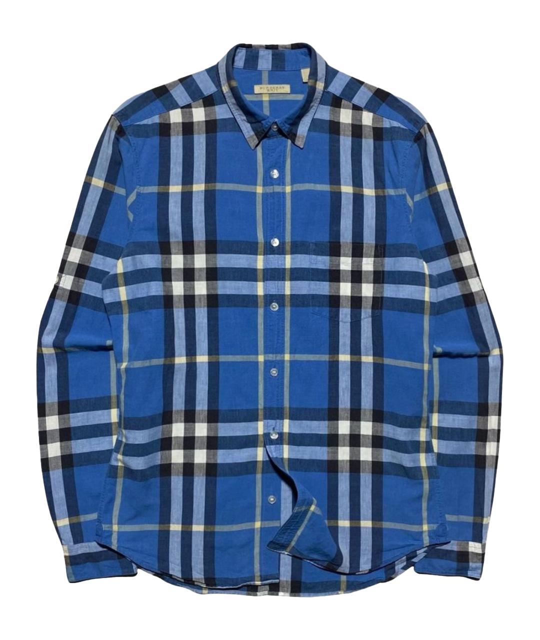 BURBERRY Голубая льняная кэжуал рубашка, фото 1