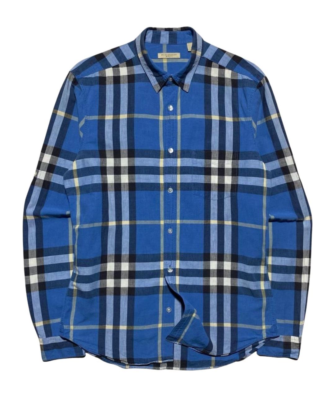 BURBERRY Голубая льняная кэжуал рубашка, фото 1