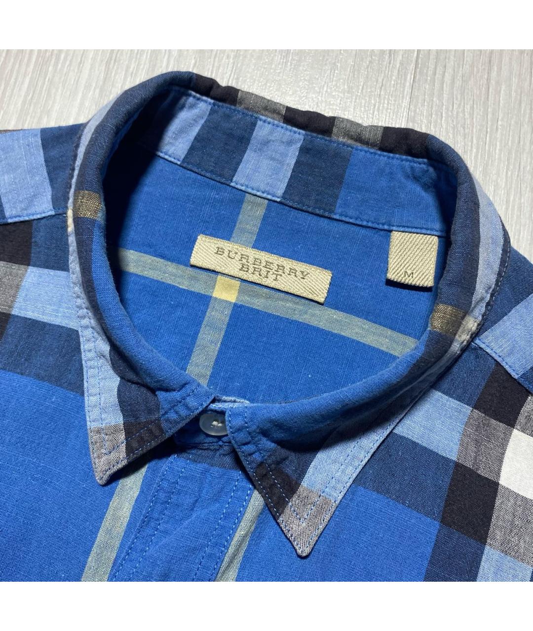 BURBERRY Голубая льняная кэжуал рубашка, фото 3