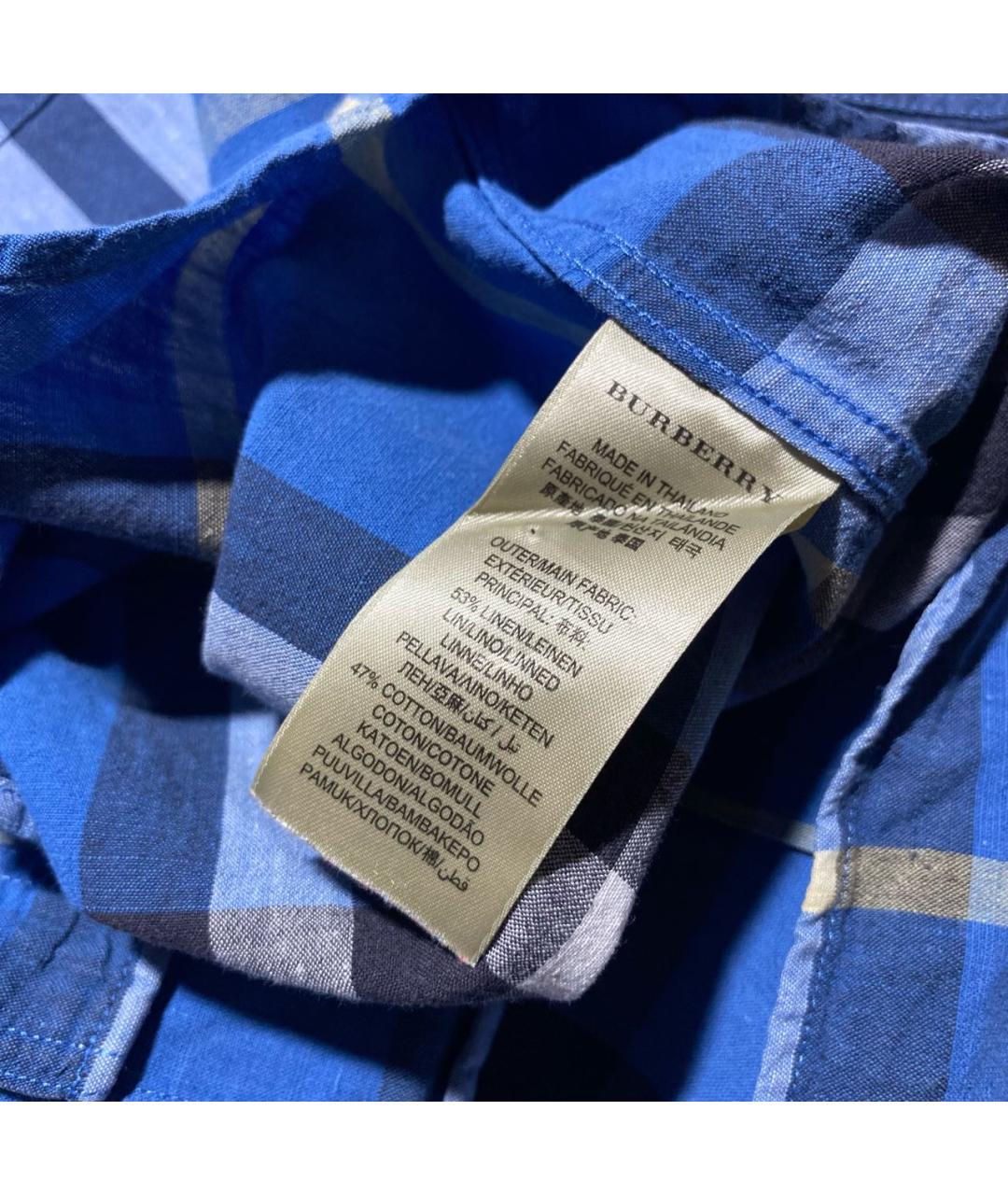BURBERRY Голубая льняная кэжуал рубашка, фото 7