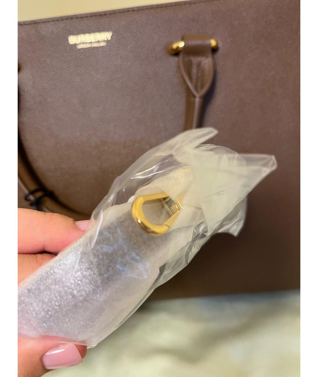 BURBERRY Коричневая кожаная сумка с короткими ручками, фото 8