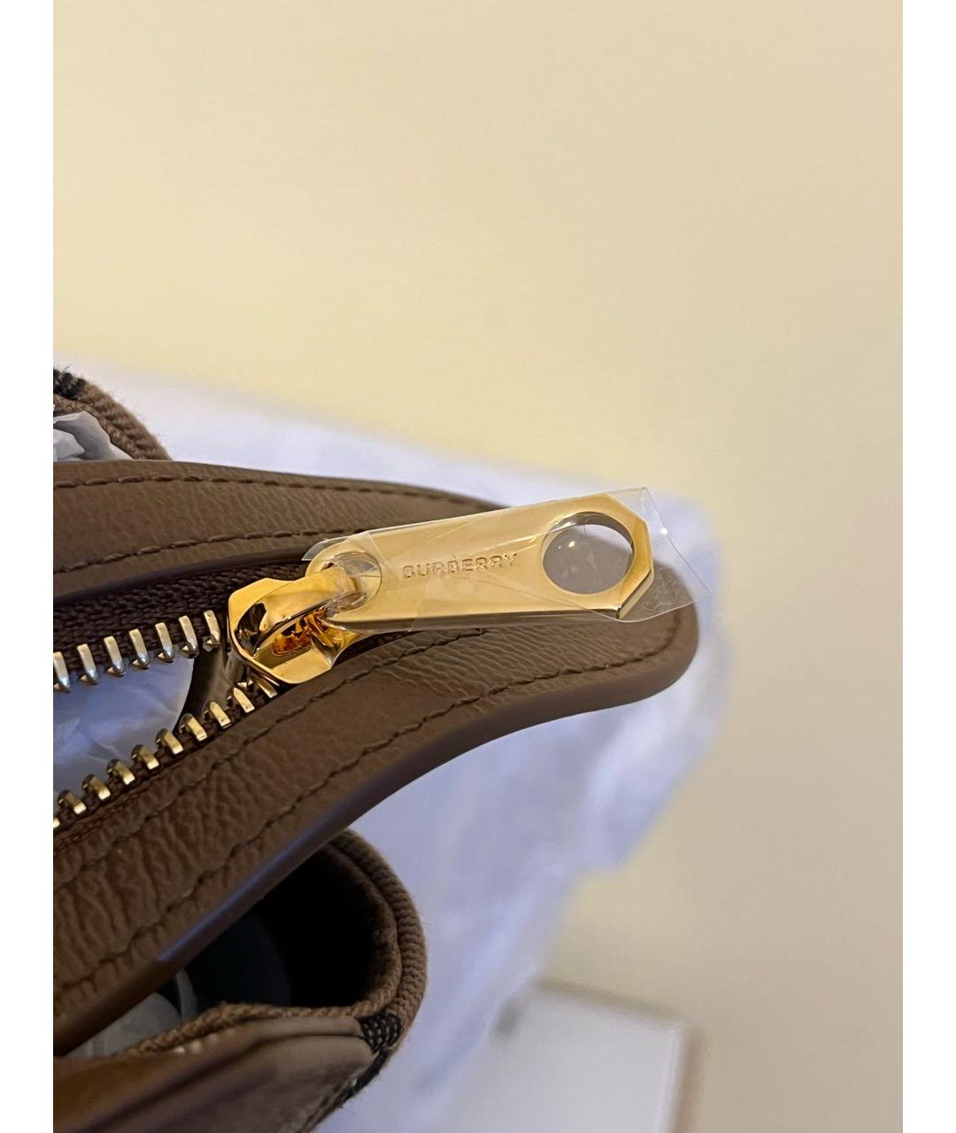 BURBERRY Коричневая кожаная сумка с короткими ручками, фото 5