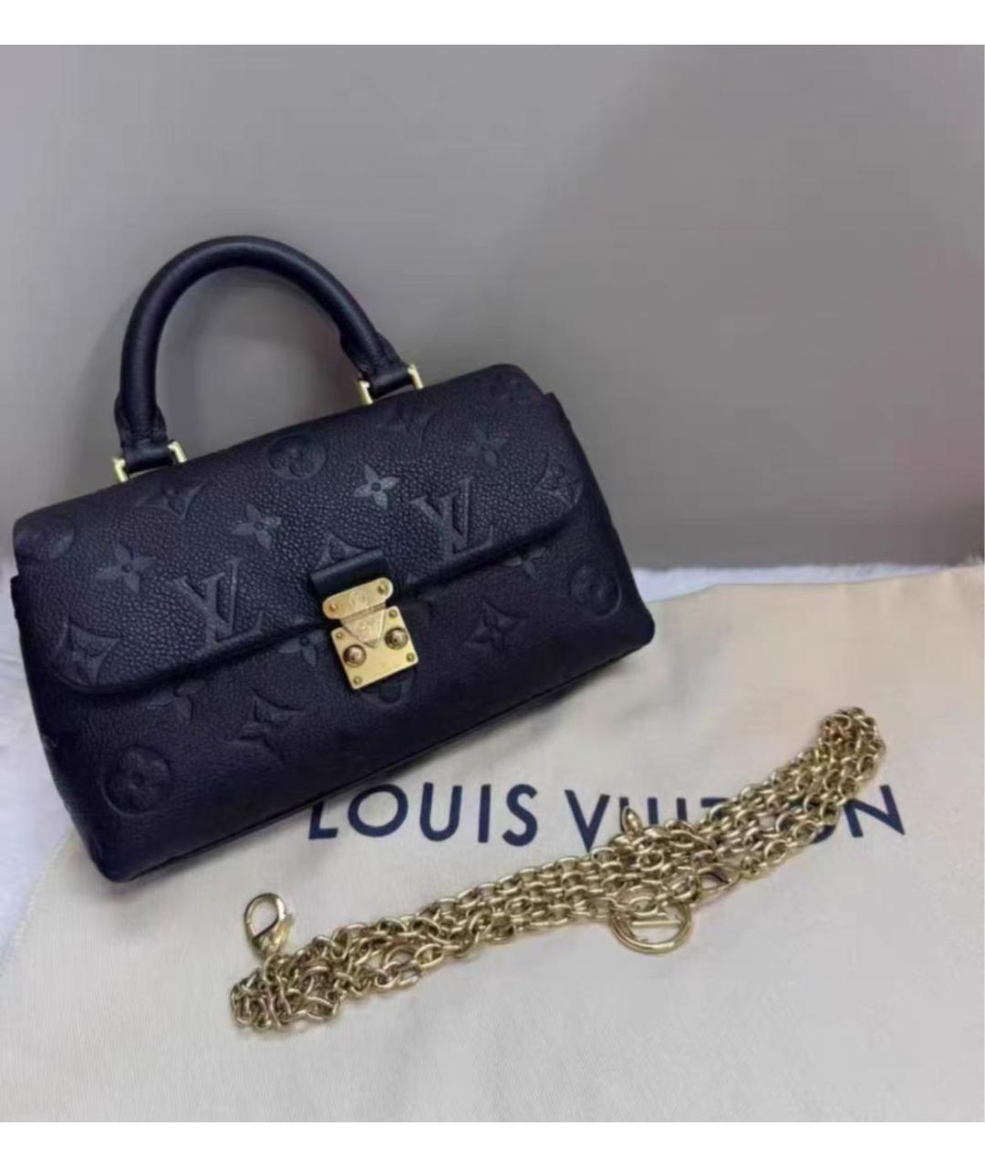 LOUIS VUITTON Черная кожаная сумка с короткими ручками, фото 6