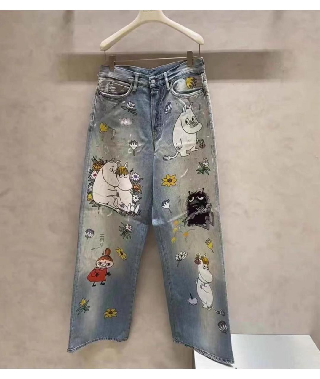 ACNE STUDIOS Голубые хлопковые прямые джинсы, фото 4