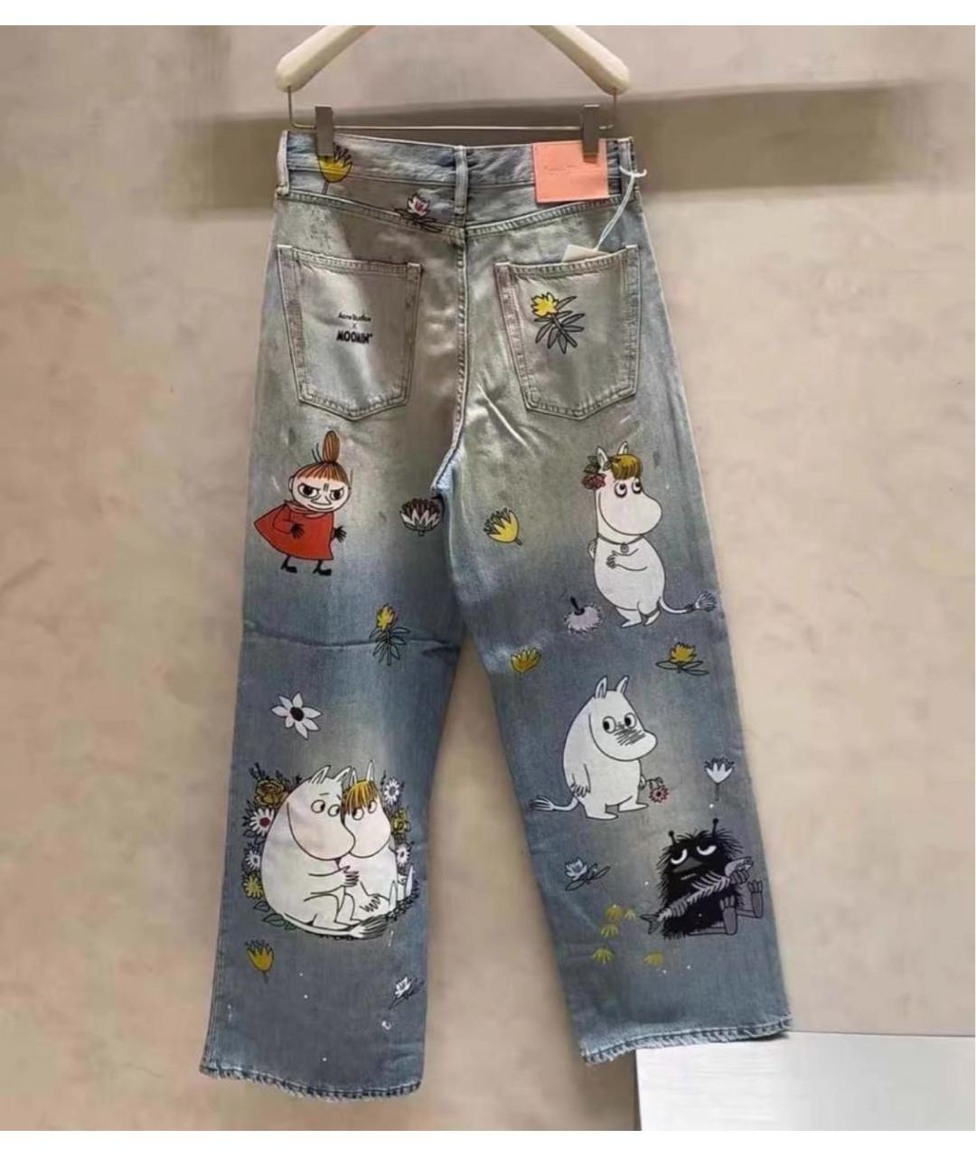 ACNE STUDIOS Голубые хлопковые прямые джинсы, фото 5