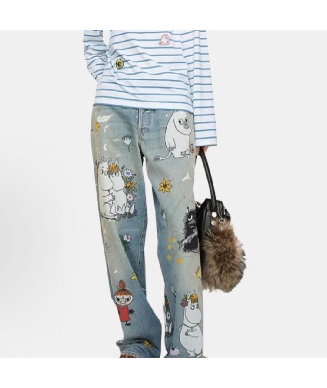 ACNE STUDIOS Голубые хлопковые прямые джинсы, фото 3