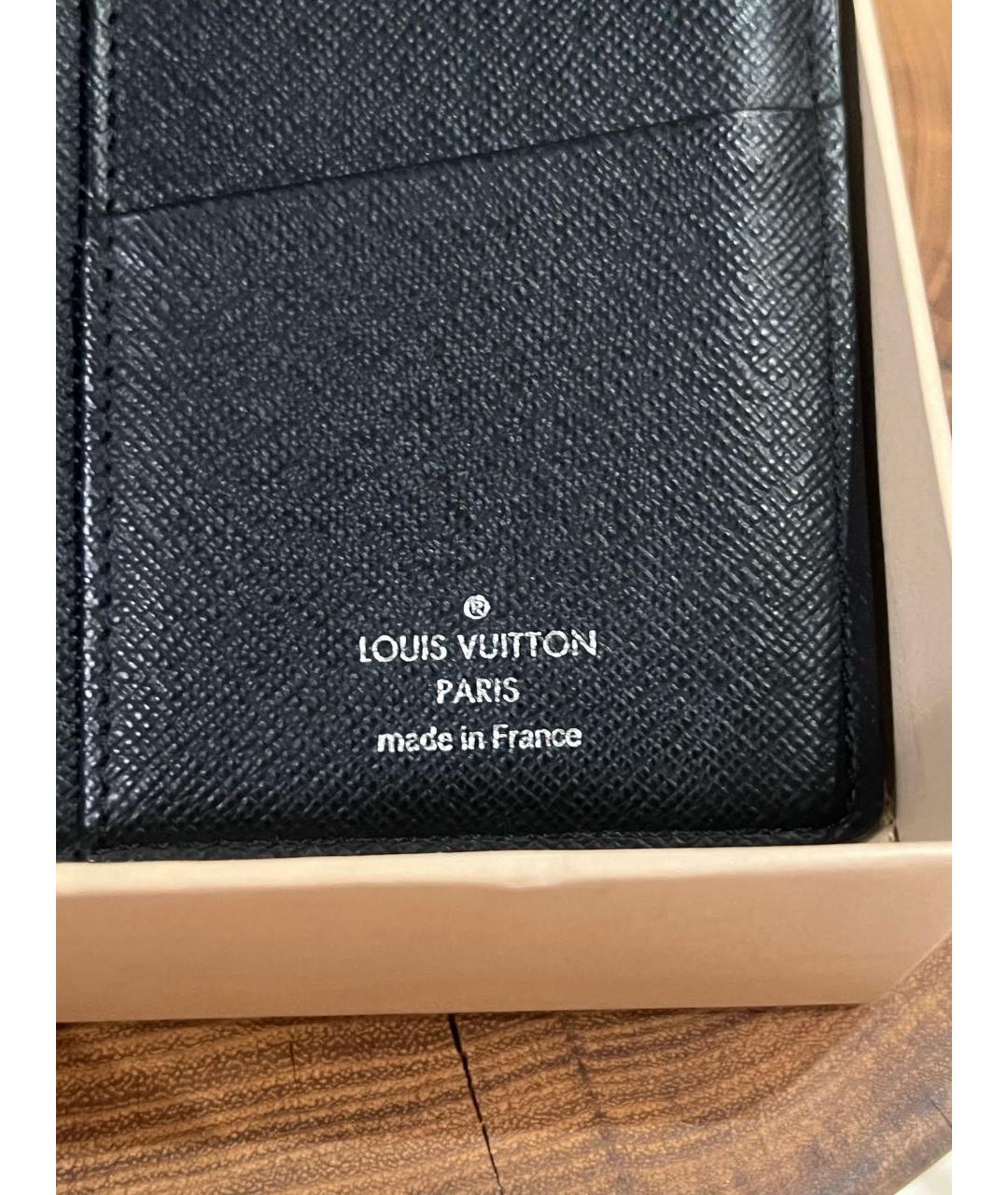 LOUIS VUITTON Черный кожаный кошелек, фото 4