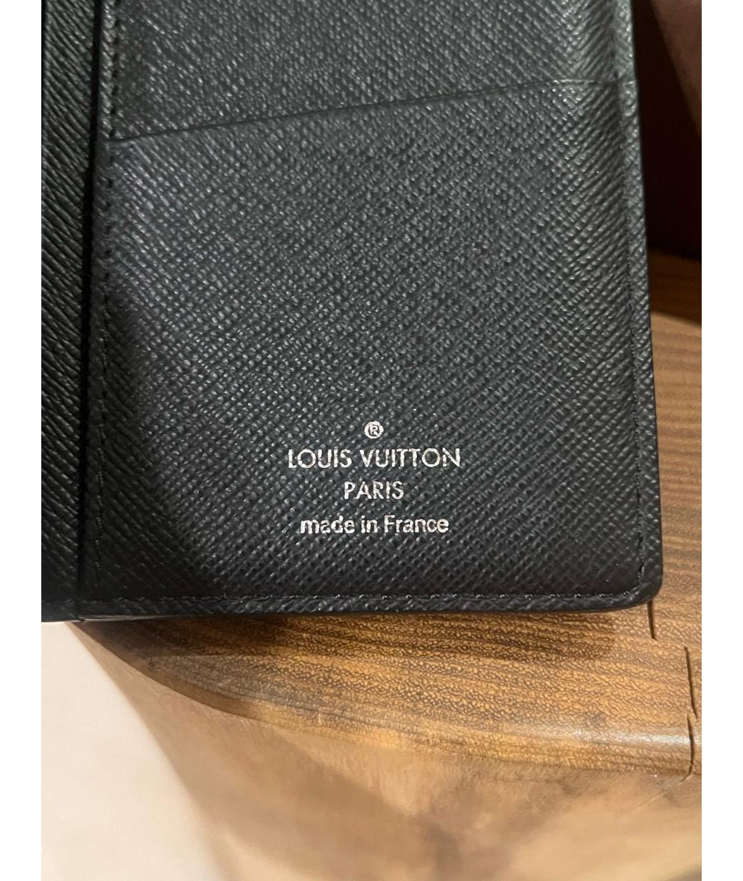 LOUIS VUITTON Черный кожаный кошелек, фото 7