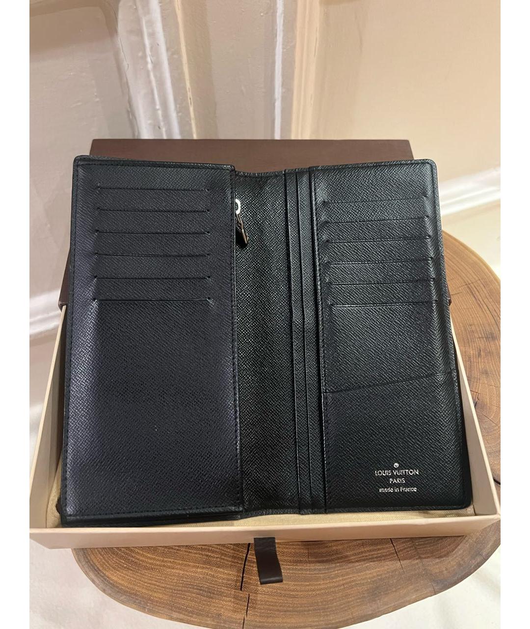 LOUIS VUITTON Черный кожаный кошелек, фото 3