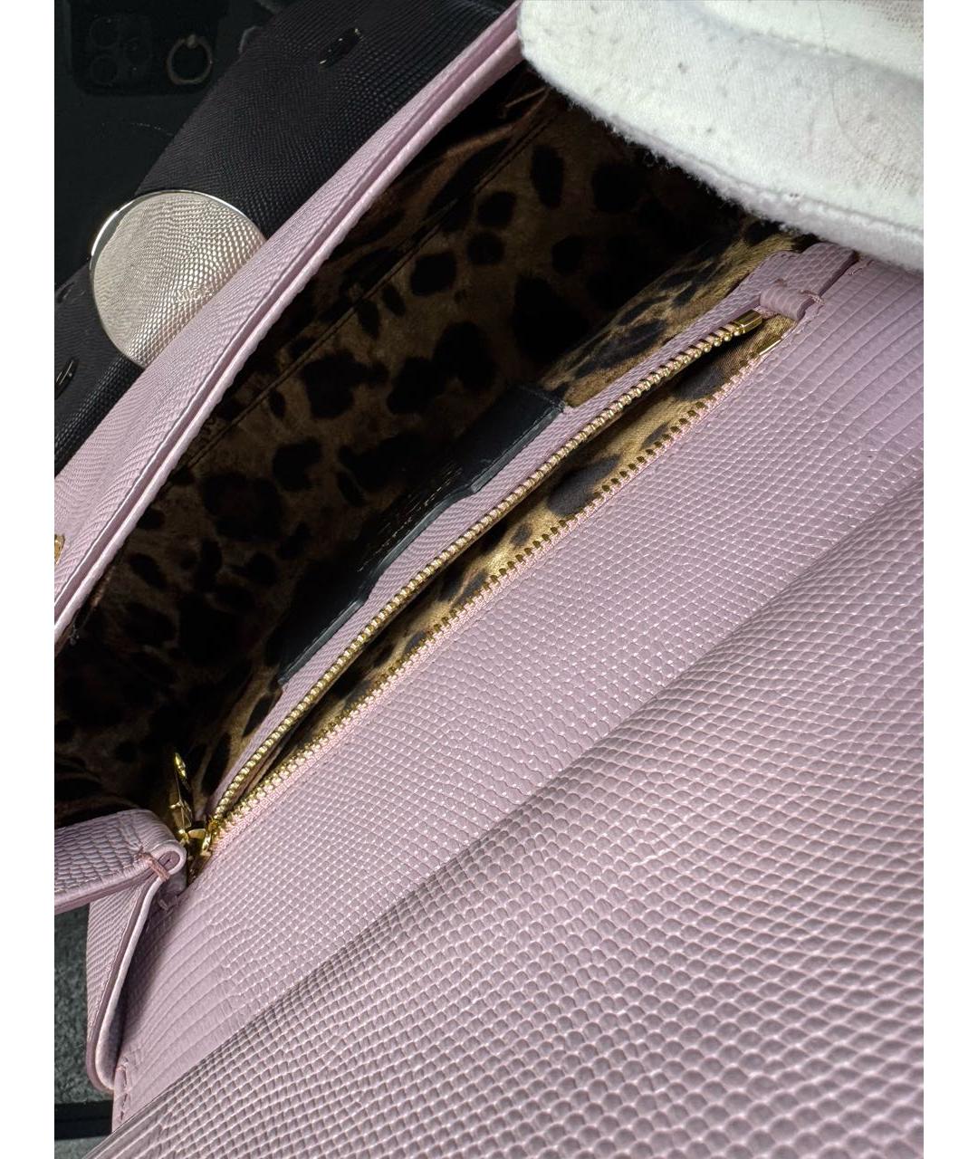 DOLCE&GABBANA Розовая кожаная сумка с короткими ручками, фото 5