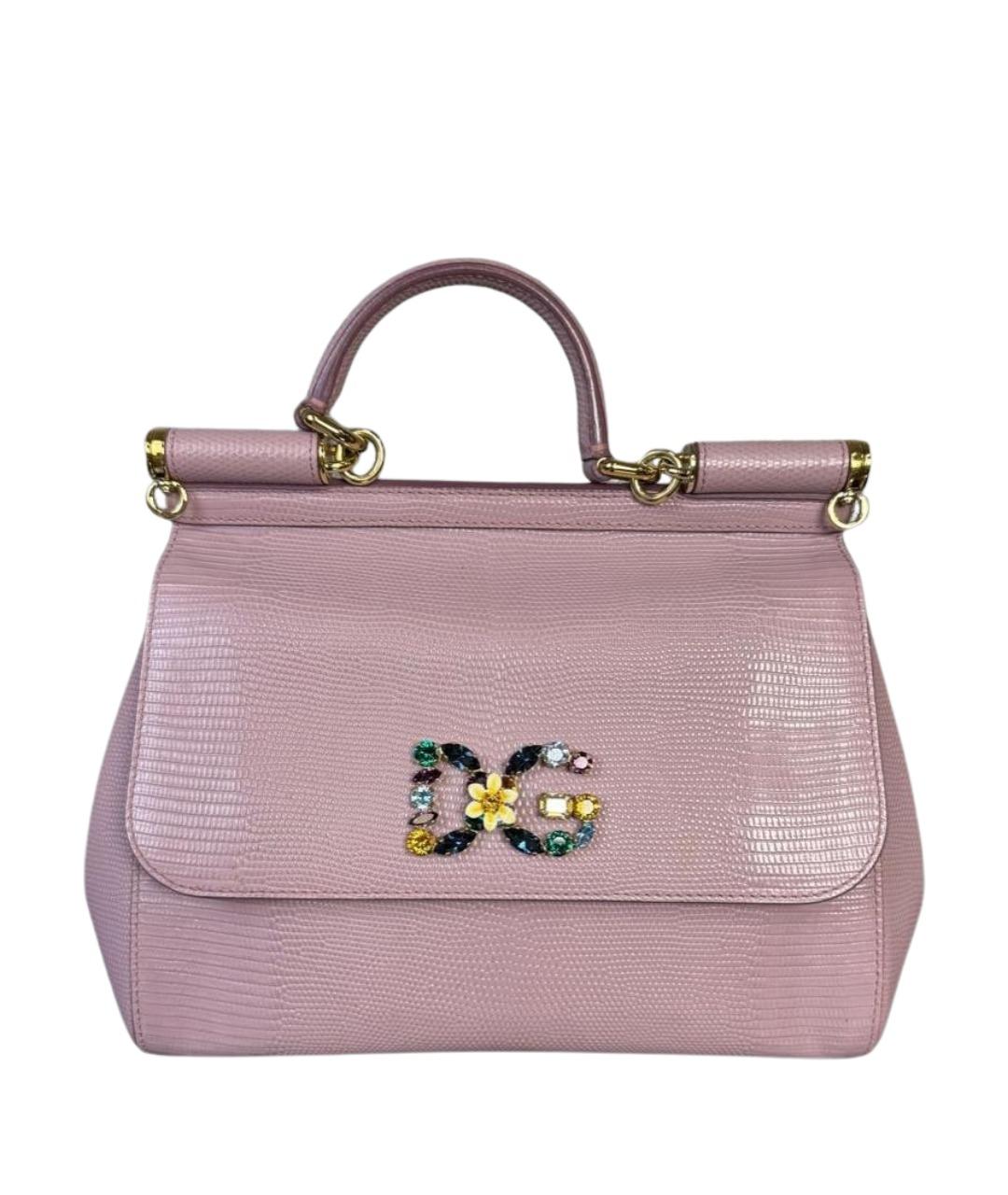 DOLCE&GABBANA Розовая кожаная сумка с короткими ручками, фото 1