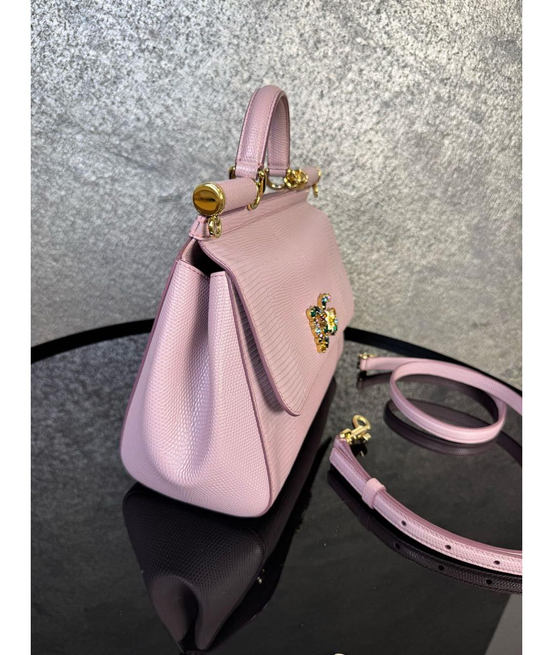 DOLCE&GABBANA Розовая кожаная сумка с короткими ручками, фото 2