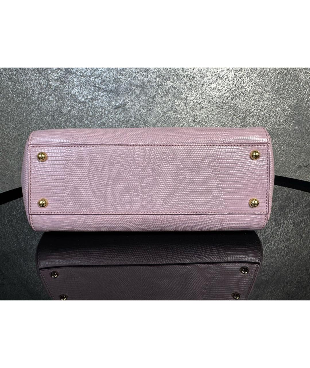 DOLCE&GABBANA Розовая кожаная сумка с короткими ручками, фото 7