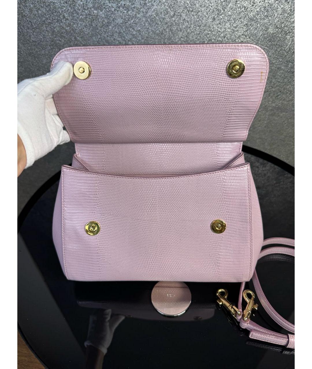 DOLCE&GABBANA Розовая кожаная сумка с короткими ручками, фото 4