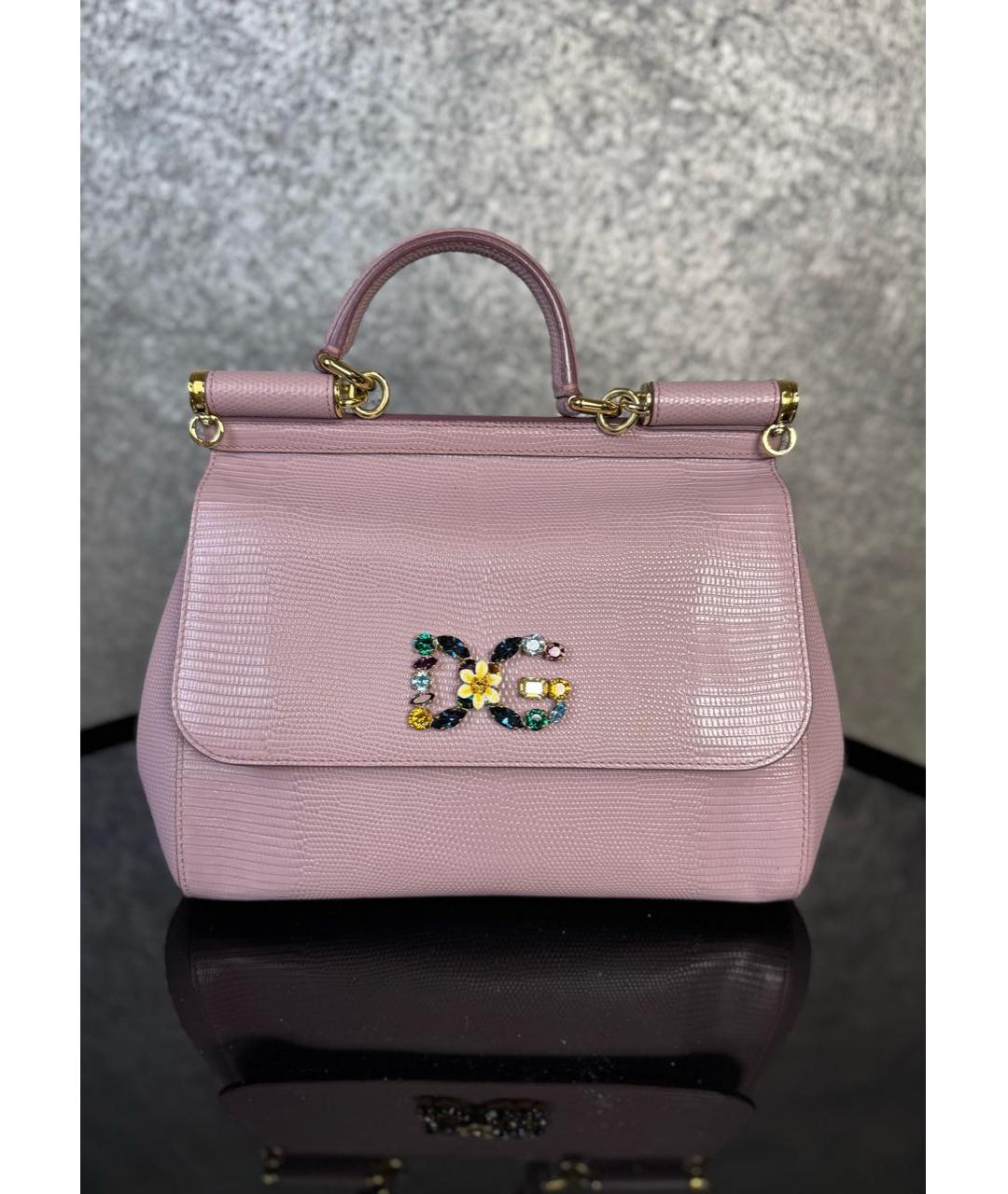 DOLCE&GABBANA Розовая кожаная сумка с короткими ручками, фото 9