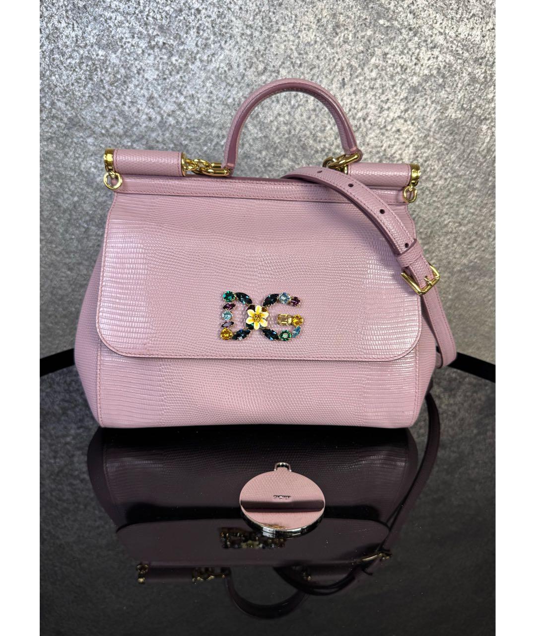 DOLCE&GABBANA Розовая кожаная сумка с короткими ручками, фото 8