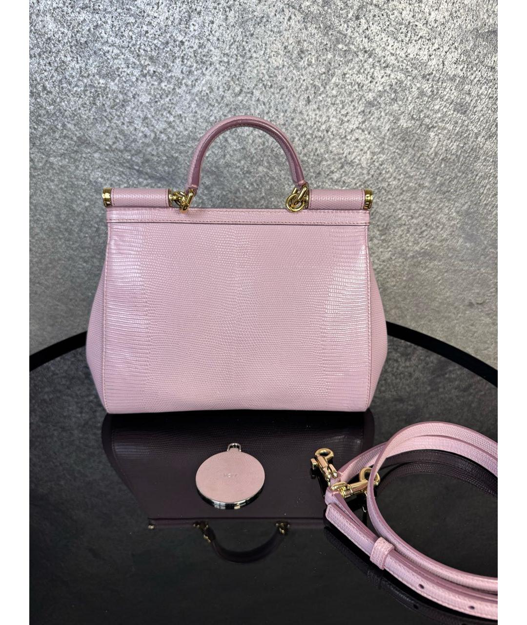 DOLCE&GABBANA Розовая кожаная сумка с короткими ручками, фото 3