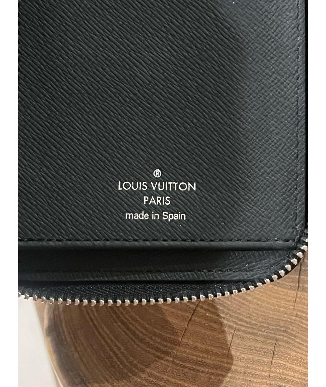LOUIS VUITTON Черный кожаный кошелек, фото 4