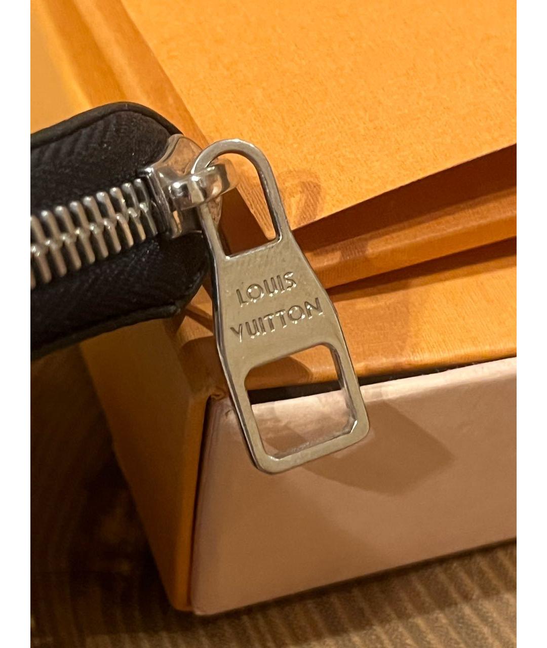 LOUIS VUITTON Черный кожаный кошелек, фото 3