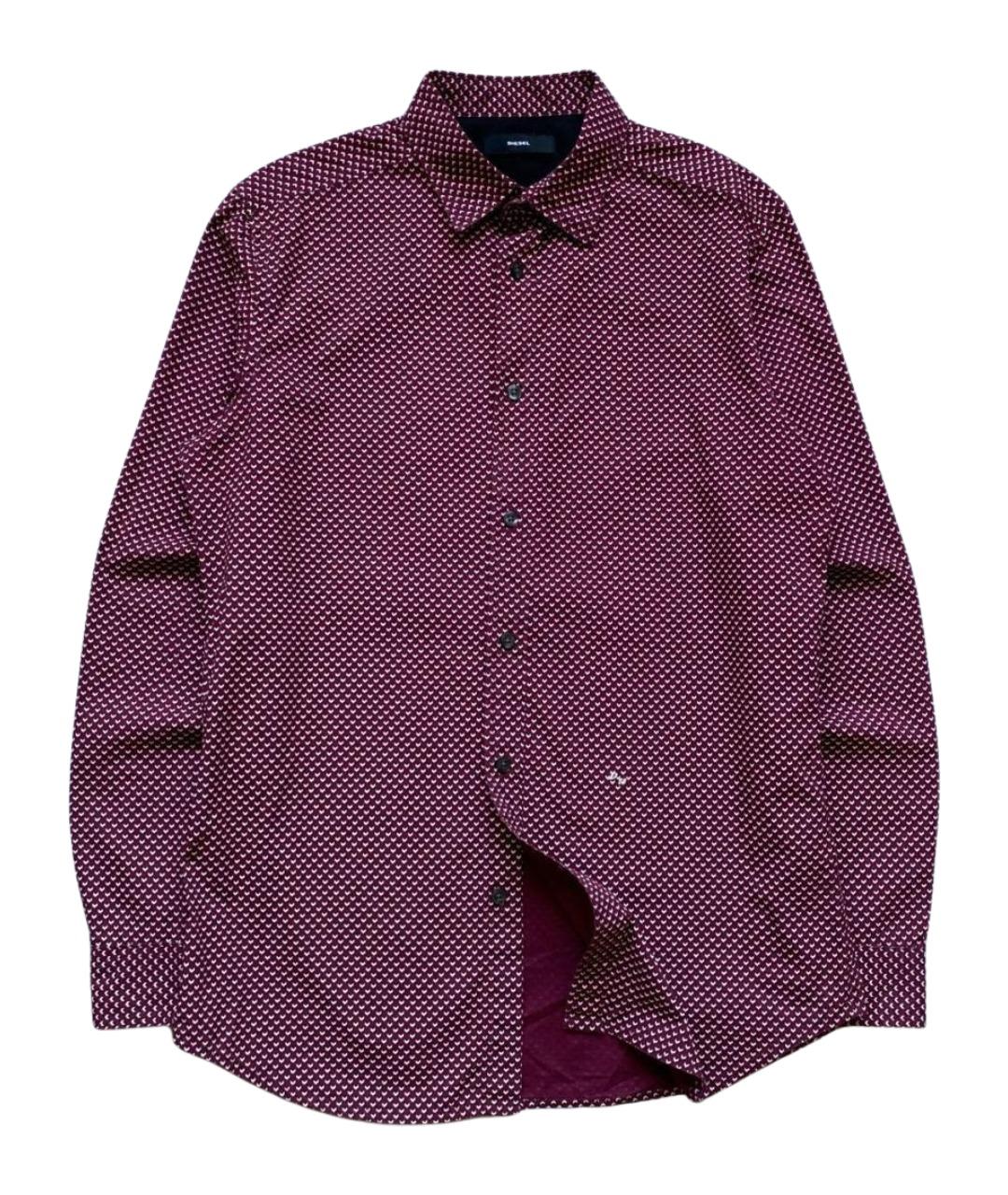 DIESEL Бордовая хлопковая кэжуал рубашка, фото 1