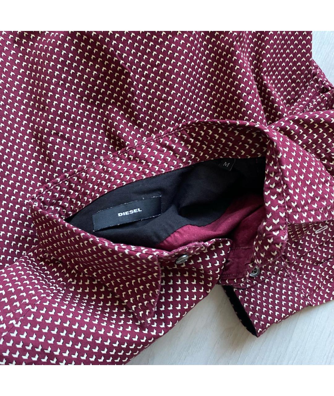 DIESEL Бордовая хлопковая кэжуал рубашка, фото 8