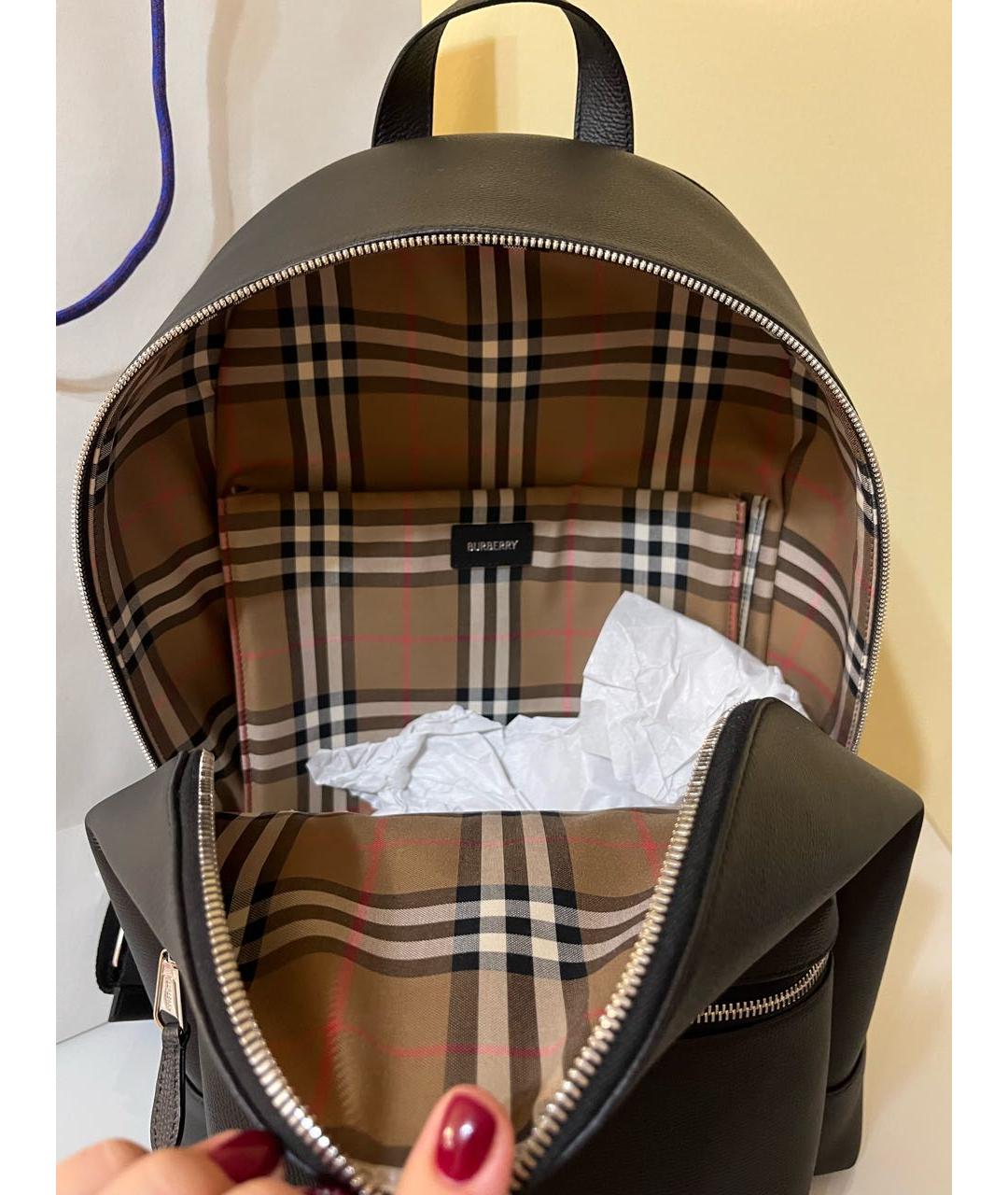 BURBERRY Черный кожаный рюкзак, фото 4