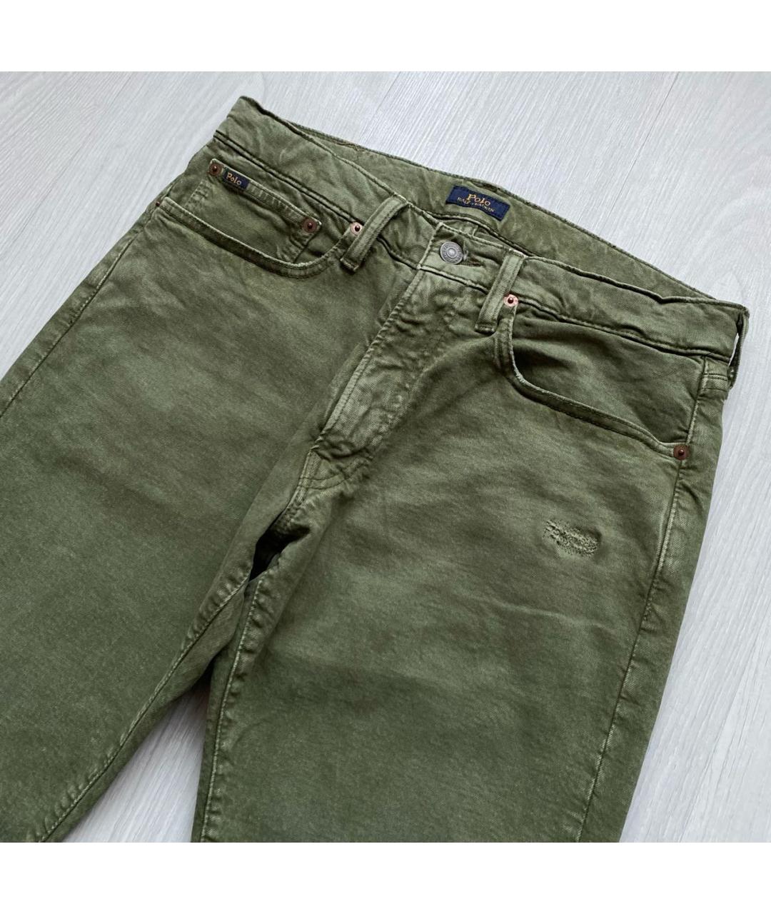 POLO RALPH LAUREN Зеленые хлопко-эластановые джинсы скинни, фото 2